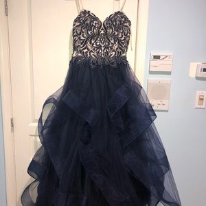 Beaded navy blue dress